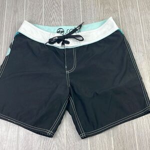Split Women's Drawstring Boardshorts Black & Green Size 5